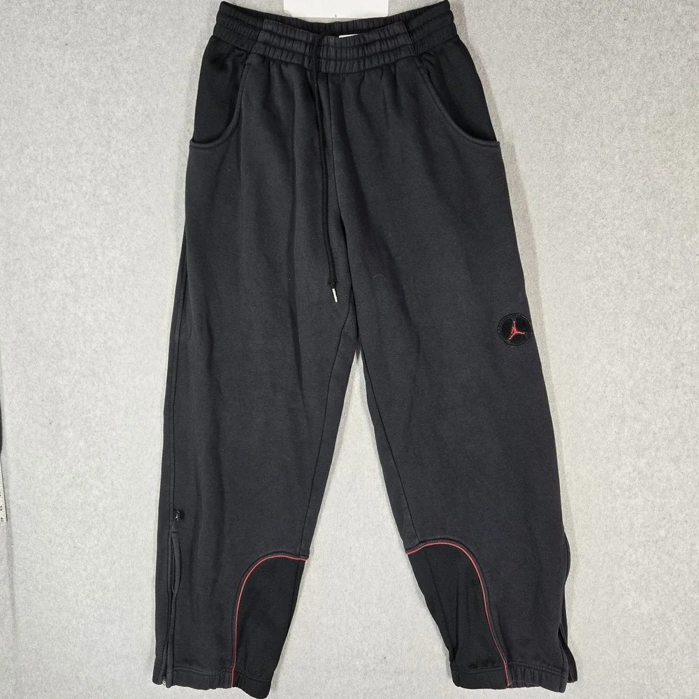 VINTAGE Jordan Men Activewear Pants M Black Embroidered Sweatpants Jumpman Logo